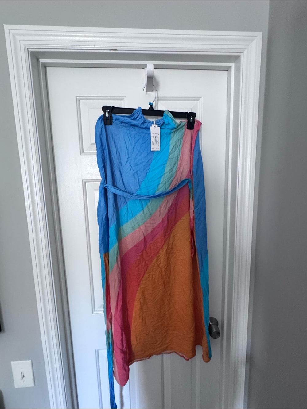 Nordstrom Colorblock Diagonal Stripe Maxi Skirt — Blue, Turquoise, Pink, Orange